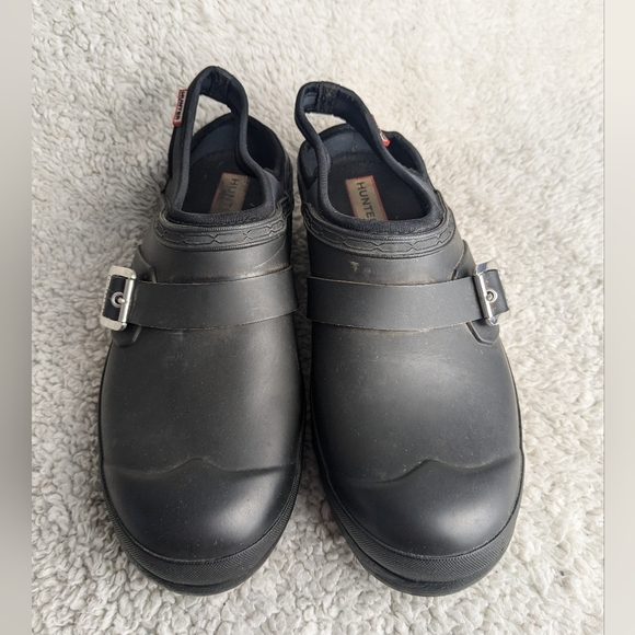 HUNTER Waterproof Women Clog Size 9 Us Color Black Perfect For Spring - Picture 3 of 13